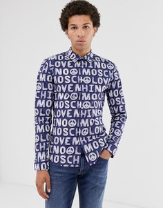 Рубашка с длинными рукавами и принтом логотипа Love Moschino-Синий
