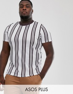 Бело-бордовая футболка в вертикальную полоску ASOS DESIGN Plus-Мульти