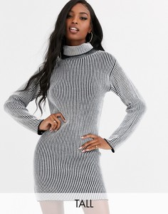 Серое платье-джемпер мини в рубчик с высоким воротником Missguided Tall-Черный