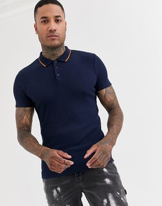 Темно-синее трикотажное поло Topman-Темно-синий