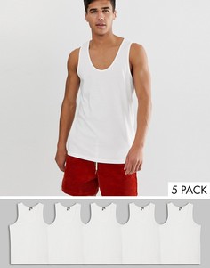 Майка из органического хлопка ASOS DESIGN - Набор из 5 шт. со скидкой-Белый