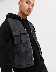 Темно-серый жилет в стиле милитари ASOS DESIGN