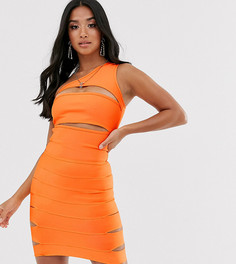 Оранжевое бандажное платье на одно плечо Missguided Petite-Оранжевый