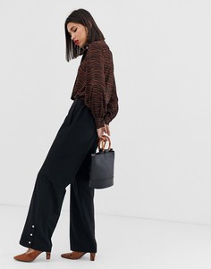 Широкие брюки с пуговицами Vero Moda-Черный