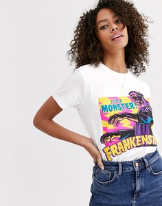 Футболка из органического хлопка с принтом \Frankenstein\" ASOS DESIGN-Белый