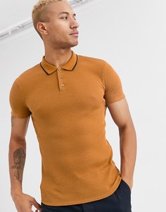 Коричневое трикотажное поло Topman-Коричневый