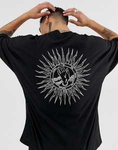 Oversize-футболка с вышивкой на спине ASOS DESIGN-Черный