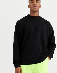 Черная oversize-футболка с длинным рукавом и декоративным швом ASOS DESIGN-Черный