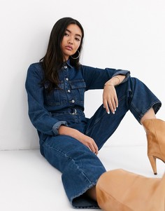 Комбинезон в стиле милитари с поясом Topshop-Бежевый