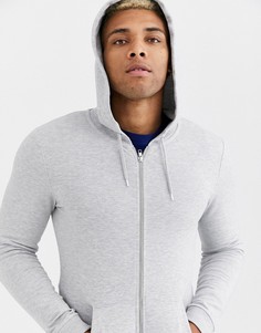 Худи серого меланжевого цвета на молнии ASOS DESIGN-Серый