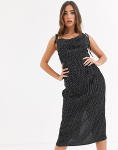Атласное платье-комбинация миди в горошек Missguided-Мульти