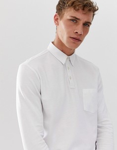 Поло с длинными рукавами и нагрудным карманом Selected Homme-Белый