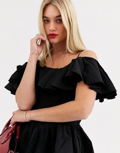 Топ на бретелях с баской Vero Moda-Черный