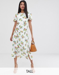 Платье миди с принтом фруктов Fashion Union Tall-Белый