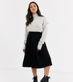 Юбка миди со складками ASOS DESIGN Petite-Черный