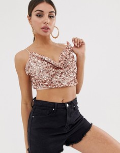 Топ на бретелях с отделкой пайетками ASOS DESIGN-Розовый