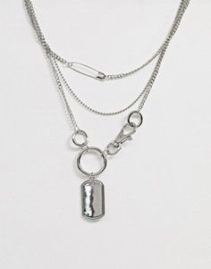 Серебристое ярусное ожерелье с подвесками ASOS DESIGN-Серебряный