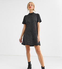 Свободное платье мини из блестящей ткани Wednesdays Girl-Черный