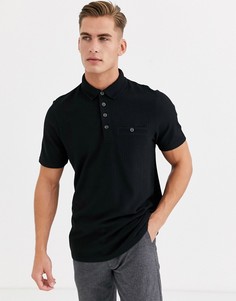 Черное поло из вафельного трикотажа Ted Baker-Черный