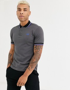Серая футболка-поло в рубчик Fred Perry-Серый