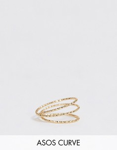Золотистое фактурное кольцо на мизинец ASOS DESIGN Curve-Золотой