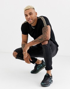 Черная футболка с отделкой лентой ASOS DESIGN-Черный