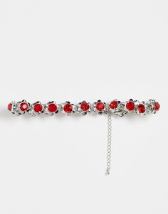 Серебристое ожерелье с красными кристаллами ASOS DESIGN-Серебряный