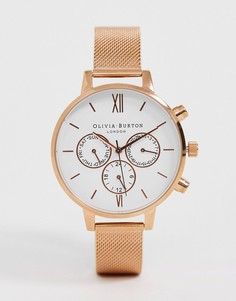 Розово-золотистые часы с хронографом и сетчатым браслетом Olivia Burton-Розовый