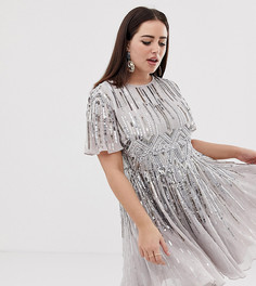 Короткое приталенное платье с отделкой блестками ASOS DESIGN Curve-Фиолетовый