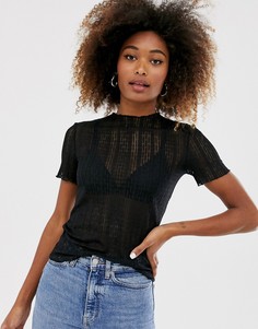 Черная футболка с короткими рукавами Stradivarius-Черный