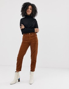 Вельветовые брюки из органического хлопка Selected Femme-Светло-коричневый