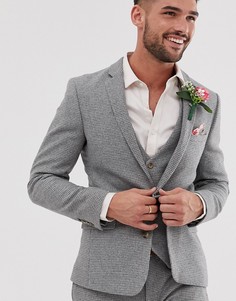 Серый супероблегающий пиджак в ломаную клетку ASOS DESIGN - wedding