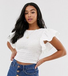 Присборенный топ с расклешенными рукавами ASOS DESIGN Petite-Черный