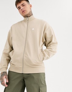 Бежевая трикотажная спортивная куртка в стиле oversize с треугольником ASOS DESIGN-Бежевый