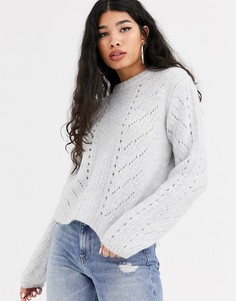 Серый джемпер крупной вязки Bershka