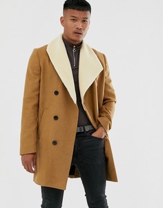 Асимметричное светло-коричневое пальто из искусственной овечьей шерсти Religion-Светло-коричневый