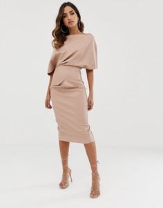 Платье-футляр миди из полиуретана ASOS DESIGN-Розовый
