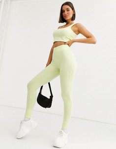 Леггинсы с завышенной талией ASOS DESIGN-Зеленый