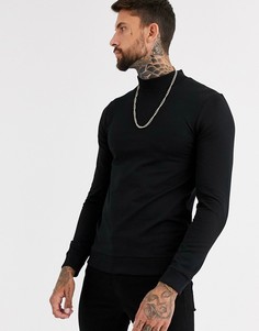 Черный обтягивающий свитшот с высоким воротом ASOS DESIGN