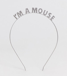 Эксклюзивный ободок на Хэллоуин с надписью \Im A Mouse\" и стразами DesignB London-Серебряный