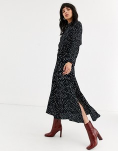 Платье-рубашка в горошек с открытой спиной Topshop-Мульти