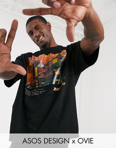 Oversize-футболка с принтом ASOS DESIGN x Ovie-Черный