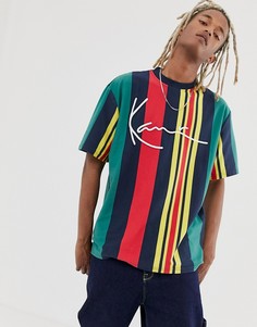 Зеленая футболка в полоску Karl Kani Signature-Зеленый