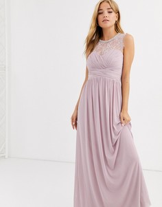 Декорированное платье макси с кружевной вставкой и сборками Lipsy-Фиолетовый