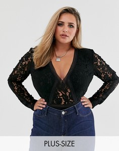 Черное кружевное боди Missguided Plus-Черный