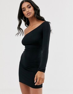 Облегающее платье мини с одним рукавом ASOS DESIGN going out-Черный