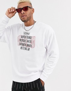 Белый oversize-свитшот с принтом ASOS DESIGN