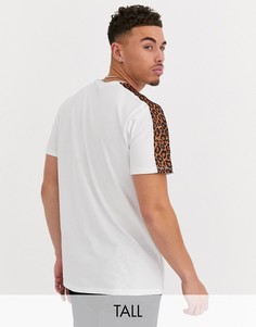 Белая футболка с леопардовыми полосками на рукавах Only & Sons-Белый