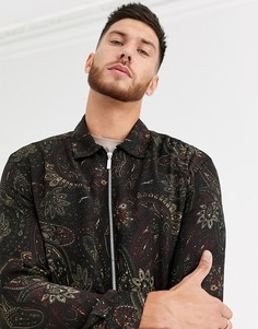 Рубашка на молнии с принтом пейсли River Island-Черный