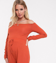 Топ в рубчик с открытыми плечами Fashionkilla Maternity-Красный